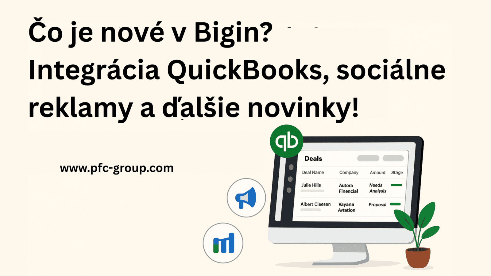 Čo je nové v Bigine? Integrácia QuickBooks, sociálne reklamy a ďalšie!